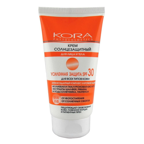 КОРА Крем солнцезащитный SPF 30 для лица и тела, 150 мл (КОРА, Солнце)