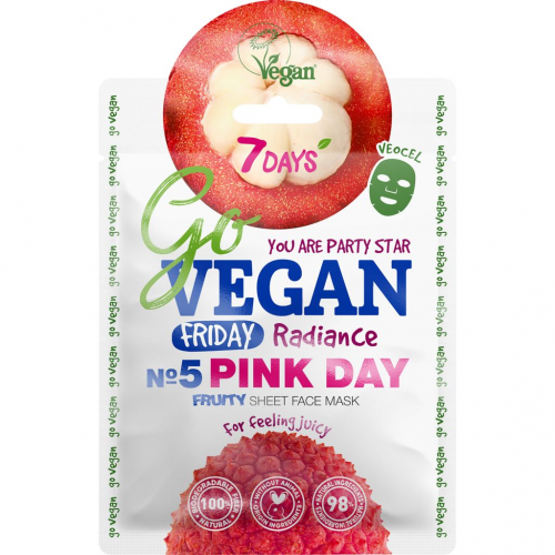 7 Days Тканевая fruity маска для лица Friday Pink Day, 25 г (7 Days, Go Vegan)