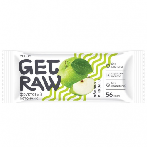 ЛЕОВИТ Батончик "Get Raw" фруктовый Яблоко и курага, 30 г (ЛЕОВИТ, )