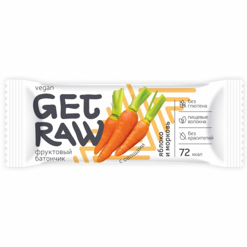 ЛЕОВИТ Батончик "Get Raw" фруктовый Яблоко и морковь, 30 г (ЛЕОВИТ, )