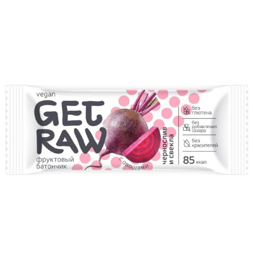 ЛЕОВИТ Батончик "Get Raw" фруктовый Чернослив и свекла, 30 г (ЛЕОВИТ, )