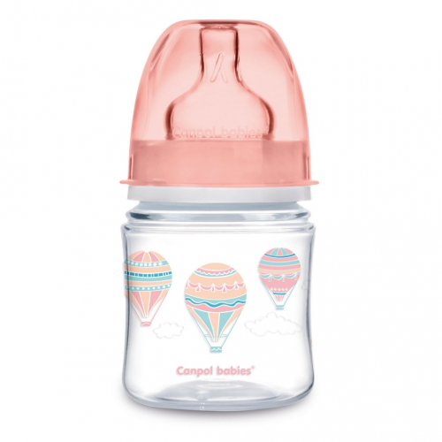 Canpol Бутылочка PP EasyStart с широким горлышком антиколиковая, от 0 месяцев, розовый, 1 шт. (Canpol, In the clouds)