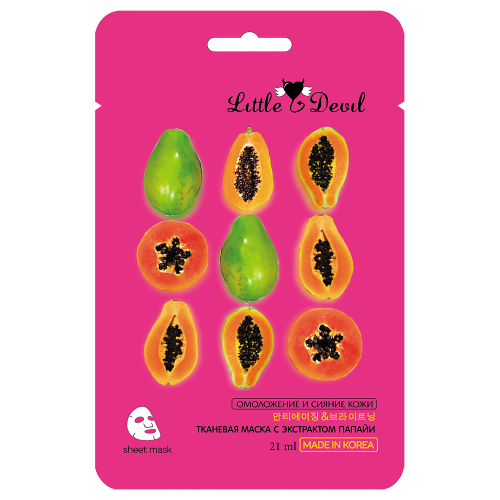 Little Devil Антивозрастная маска с экстрактом папайи, 21 г (Little Devil, Sheet Mask)