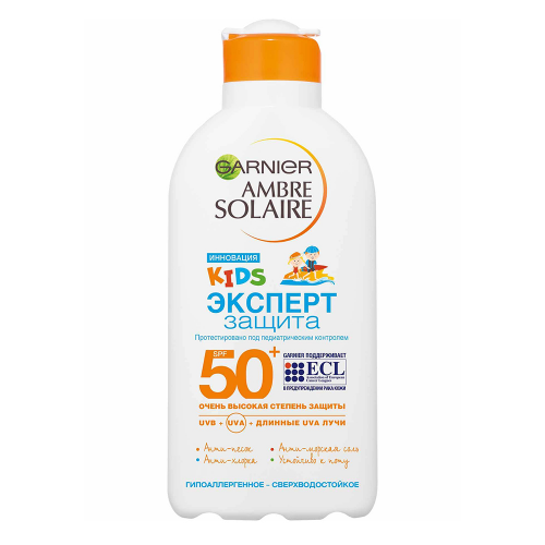 Garnier Увлажняющее солнцезащитное молочко для детской чувствительной кожи Эксперт Защита SPF50+, 200 мл (Garnier, Ambre Solaire)