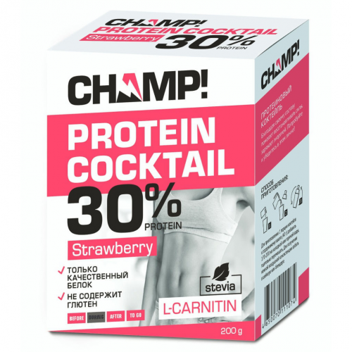 ЛЕОВИТ Коктейль "Champ" протеиновый клубничный, 5 шт*40 г (ЛЕОВИТ, )