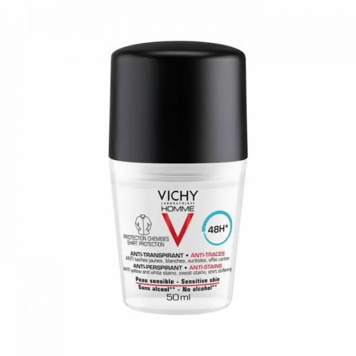 Vichy Homme Шариковый дезодорант-антиперспирант для мужчин, защита от пятен 48 часов Шариковый дезодорант-антиперспирант Vichy 3337875585750
