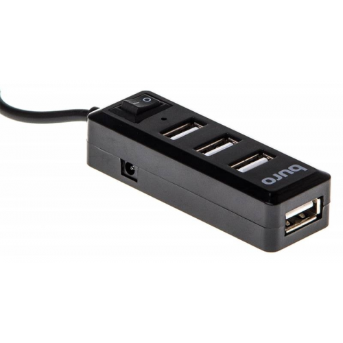 Разветвитель USB 2.0 BU-HUB4-0.5L-U2.0 (black) Buro