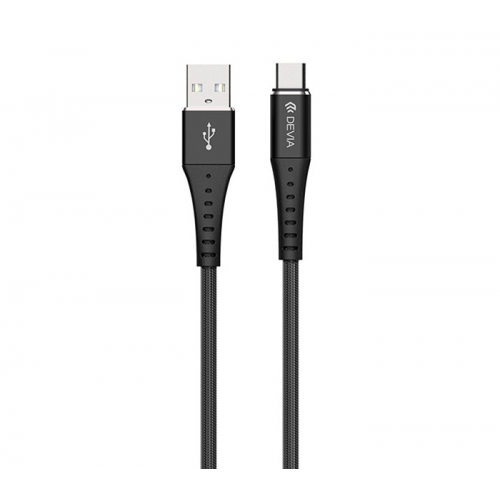 USB-кабель Devia Braid (USB-A / USB-C) 1 м, черный 6938595329395