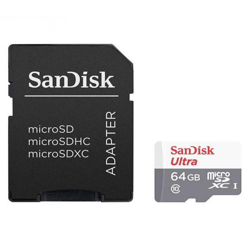 Карта памяти SanDisk MicroSDXC 64GB Class10 Ultra 100 МБ/s с адаптером SDSQUNR-064G-GN3MA