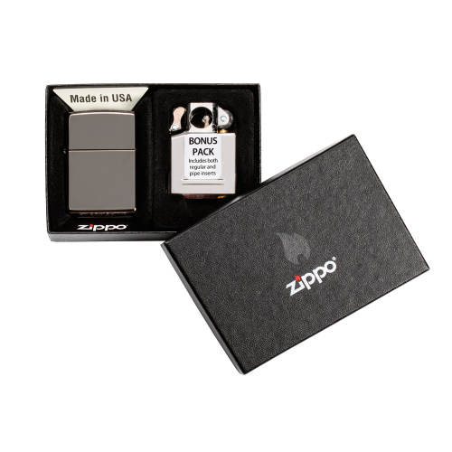 Подарочный набор: зажигалка Black Ice® и вставной блок для трубок ZIPPO 29789