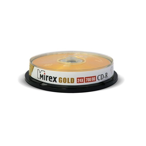 CD-диск Mirex 700 Mb, Gold, Cake Box (10 шт)