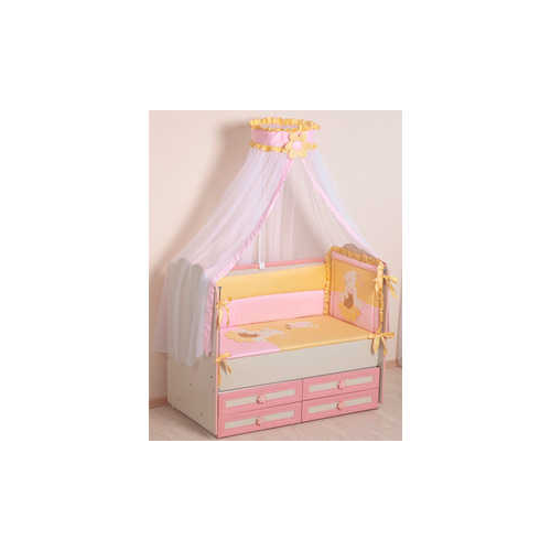 Комплект в кроватку Сдобина ''Пасечник'' 7 предметов (розовый) холлофайбер 64