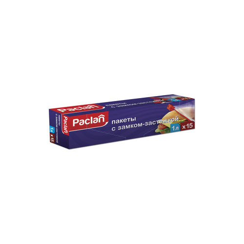 Пакеты для хранения Paclan с замком-застежкой 22х18 см, 1 л, 15 шт