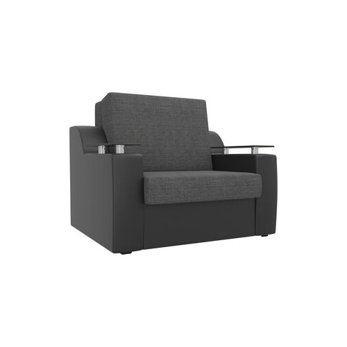 Кресло-кровать АртМебель Сенатор рогожка серый экокожа черный (80)