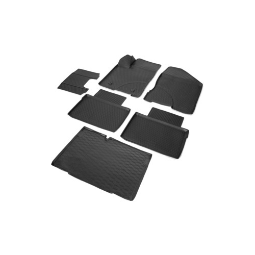 Комплект ковриков салона и багажника Rival для Lada Vesta универсал, универсал Cross (багажник без фальш пола) (2017-н.в.), полиуретан, K16006004-1