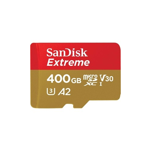 Карта памяти Sandisk Extreme microSDXC 400GB + SD Adapter Rescue Pro Deluxe 160MB/s A2 C10 V30 UHS-I U6 (SDSQXA1-400G-GN6MA)