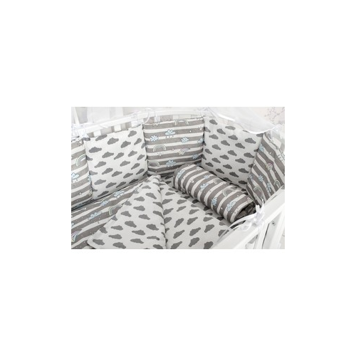 Комплект в кроватку AmaroBaby WB Premium 18 предметов (6+12 подушек-бортиков) РАДУГА (бязь, серый)