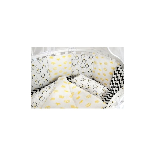 Комплект в кроватку AmaroBaby WB Premium 19 предметов (7+12 бортиков) ПИНГВИНЫ (желтый, бязь)