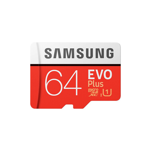 Карта памяти Samsung 64Gb EVO Plus v2 MicroSDXC Class 10 UHS-I U3, SD adapter (MB-MC64GA/RU)