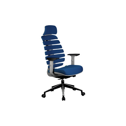 Кресло Riva Chair RCH Shark серый пластик, ткань синяя (26-21)