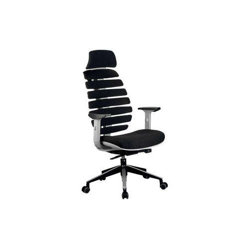 Кресло Riva Chair RCH Shark серый пластик, ткань черная (26-28)
