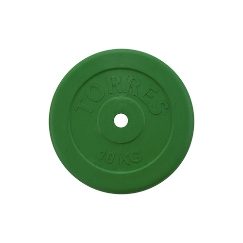 Диск обрезиненный Torres 10 кг, d.25 мм, зеленый