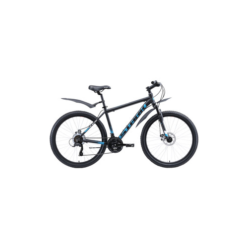 Велосипед Stark Indy 26.1 D Microshift (2020) чёрный/голубой/белый 20''