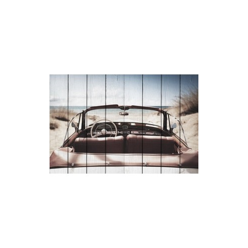 Картина на дереве Дом Корлеоне Машина на пляже 40x60 см