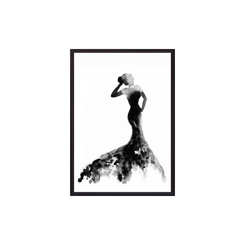 Постер в рамке Дом Корлеоне Черное платье Акварель 2 40x60 см