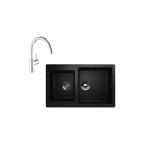 Кухонная мойка и смеситель EcoStone ES-028 Grohe BauClassic черная (ES-28-308, 31234000)