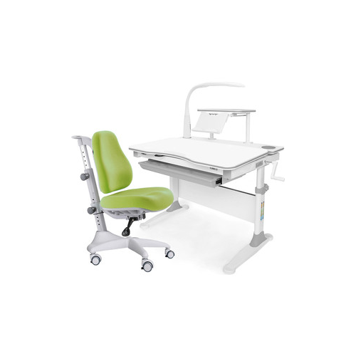 Комплект мебели (стол+полка+кресло+чехол+лампа) Mealux Evo-30 G (Evo-30 G + Y-528 KZ) белая столешница дерево/серый