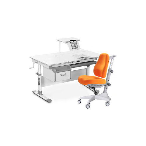 Комплект мебели (стол+полка+кресло+чехол) Mealux Evo-40 G (Evo-40 G + Y-528 KY) белая столешница/серый