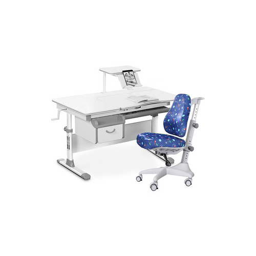 Комплект мебели (стол+полка+кресло+чехол) Mealux Evo-40 G (Evo-40 G + Y-528 F) белая столешница/серый
