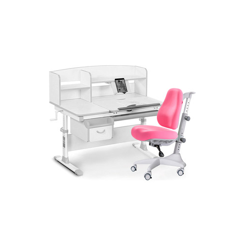 Комплект мебели (стол+полка+кресло+чехол Mealux Evo-50 G (Evo-50 G + Y-528 KP) белая столешница/ пластик серый