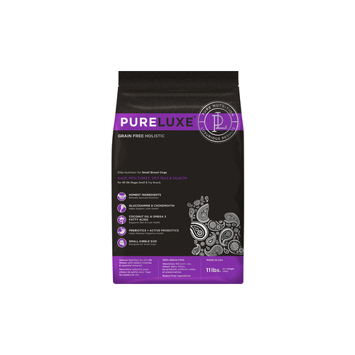 Сухой корм PureLuxe для собак мелких пород с индейкой горошком и лососем 5кг