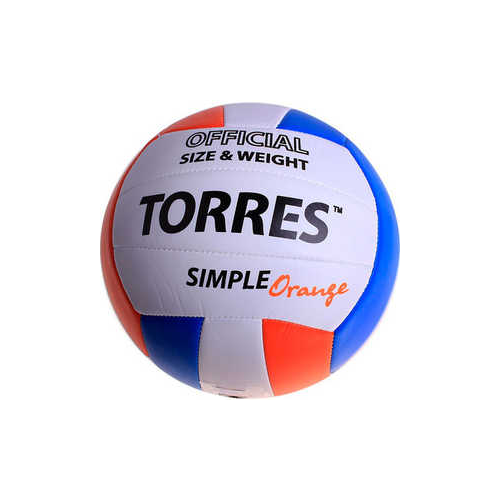 Мяч волейбольный Torres любительский Simple Orange арт. V30125, размер 5, белый-голубо-оранжевый