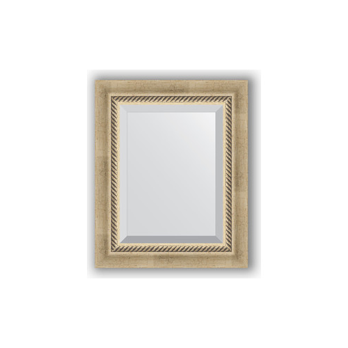 Зеркало с фацетом в багетной раме Evoform Exclusive 43x53 см, состаренное серебро с плетением 70 мм (BY 1354)