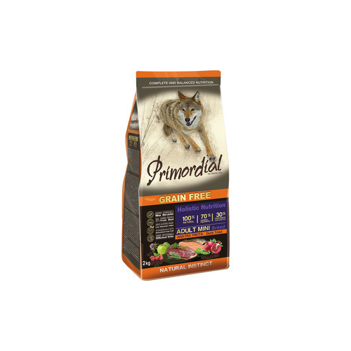 Сухой корм Primordial Grain Free Holistic Dog Adult Mini Breed with Duck & Trout беззерновой с уткой и форелью для собак мелких пород 2кг (MSP5102)