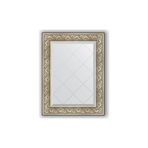 Зеркало с гравировкой поворотное Evoform Exclusive-G 70x92 см, в багетной раме - барокко серебро 106 мм (BY 4123)