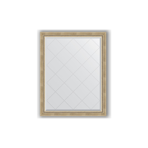 Зеркало с гравировкой поворотное Evoform Exclusive-G 93x118 см, в багетной раме - состаренное серебро с плетением 70 мм (BY 4347)