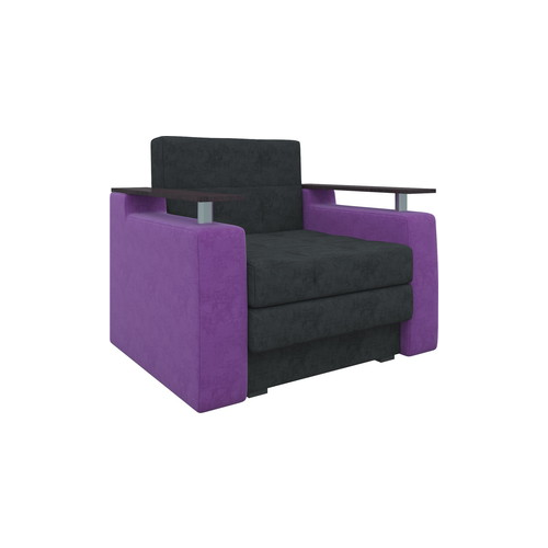 Кресло-кровать АртМебель Комфорт микровельвет черно-фиолетовый