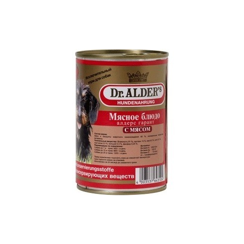 Консервы Dr.ALDER's Мясное блюдо алдерс гарант с мясом (говядина) для собак 410г (7738)