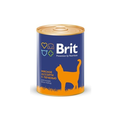Консервы Brit Premium Cat Beef & Liver мясное ассорти с печенью для взрослых кошек 340г (9426)