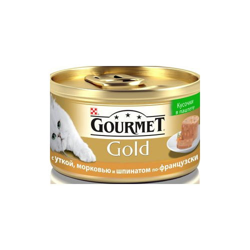 Консервы Gourmet Gold кусочки в паштете с уткой, морковью и шпинатом по-французски для кошек 85г (12254204)