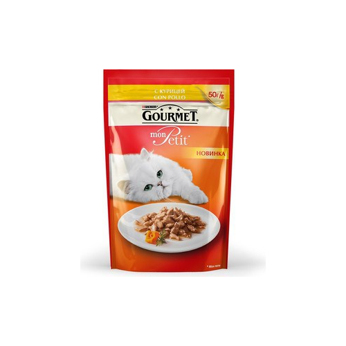Паучи Gourmet Mon Petit с курицей для кошек 50г (12287007)