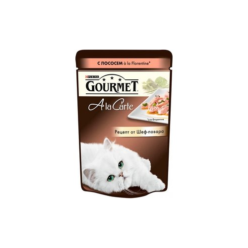 Паучи Gourmet A la Carte с лососем Florentine рецепт от шеф-повара для кошек 85г (12242394)