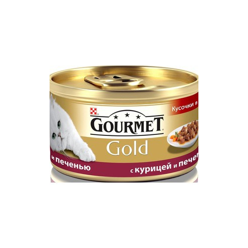 Консервы Gourmet Gold кусочки в соусе с курицей и печенью для кошек 85г (12130919)