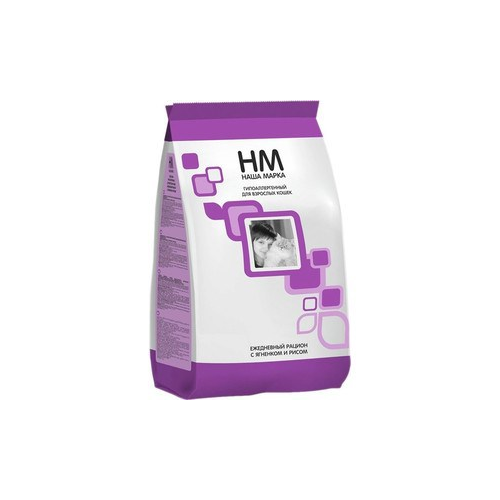 Сухой корм Наша Марка НМ Ежедневный рацион с ягнёнком и рисом гипоаллергенный для взрослых кошек 15кг (НМ-24)