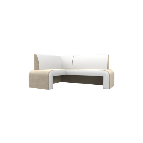 Кухонный диван Мебелико Кармен микровельвет бежевый/белый левый