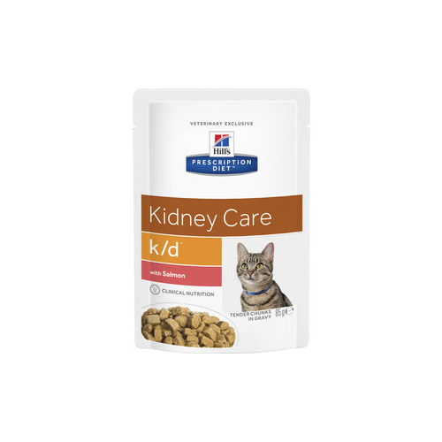 Паучи Hill's Prescription Diet k/d Kidney Care with Salmon с лососем диета при лечении заболеваний почек и МКБ для кошек 85г (3410)